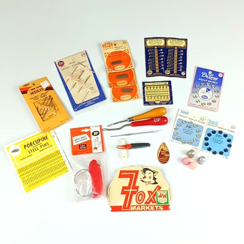 Vintage lot of sewing supplies.
